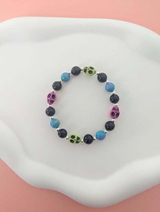 Pink and Green Skull Bracelet
