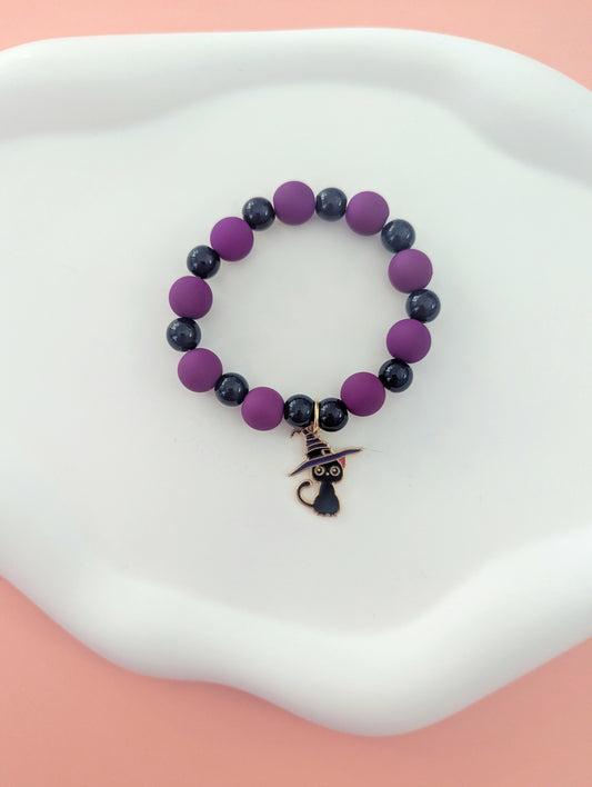 Witch Cat Charm Kids Bracelet