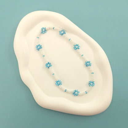 Blue and White Daisy Choker