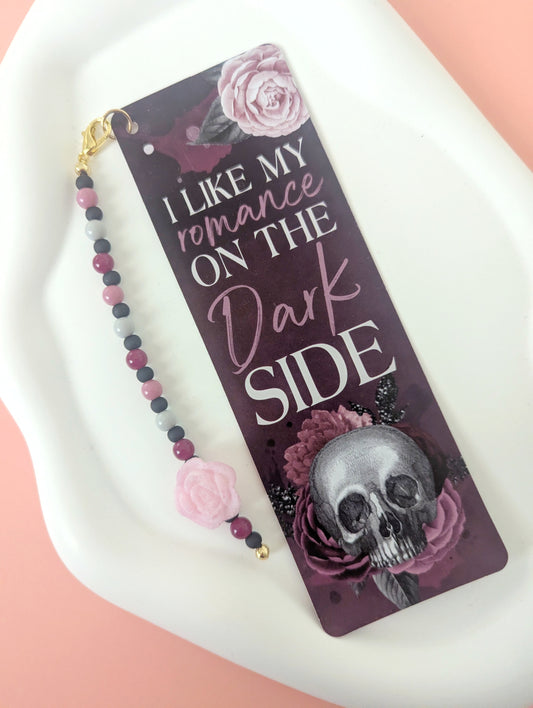 Pink Rose and Skull Bookmark