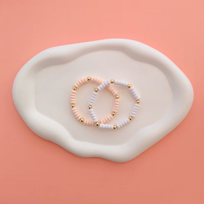 Peach and White Bracelet Stack