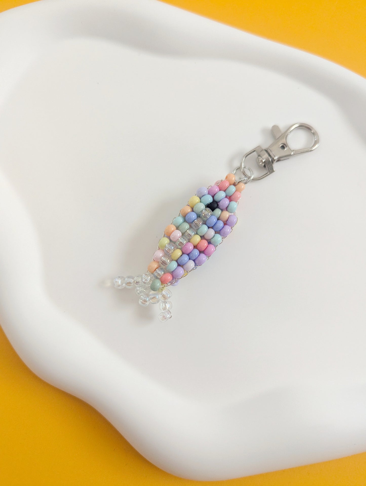 Rainbow Beaded Fish Bag Charm
