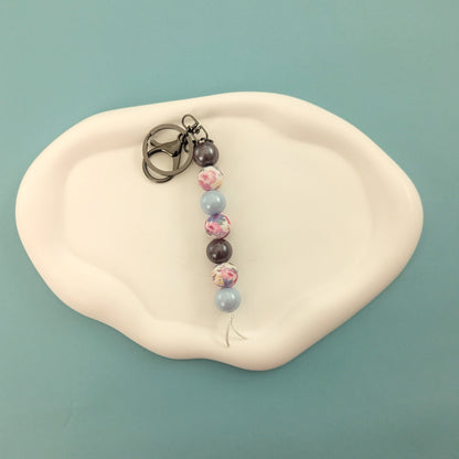 Blue and Purple Floral Keychain
