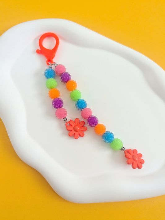 Neon Flower Bag Charm