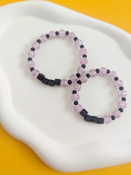 Purple and Black Mama and Mini Bracelets