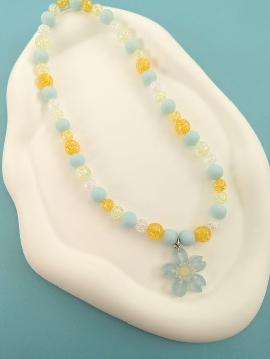 Pastel Blue Flower Necklace