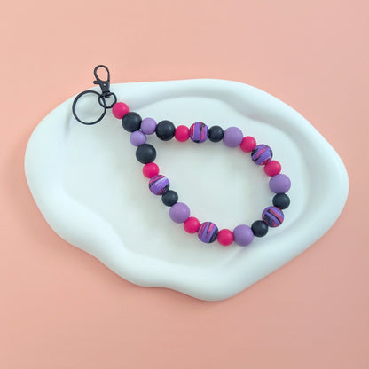 Pink, Black and Purple Teardrop Wristlet Keychain