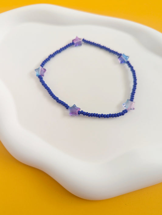 Purple and Blue Star Anklet
