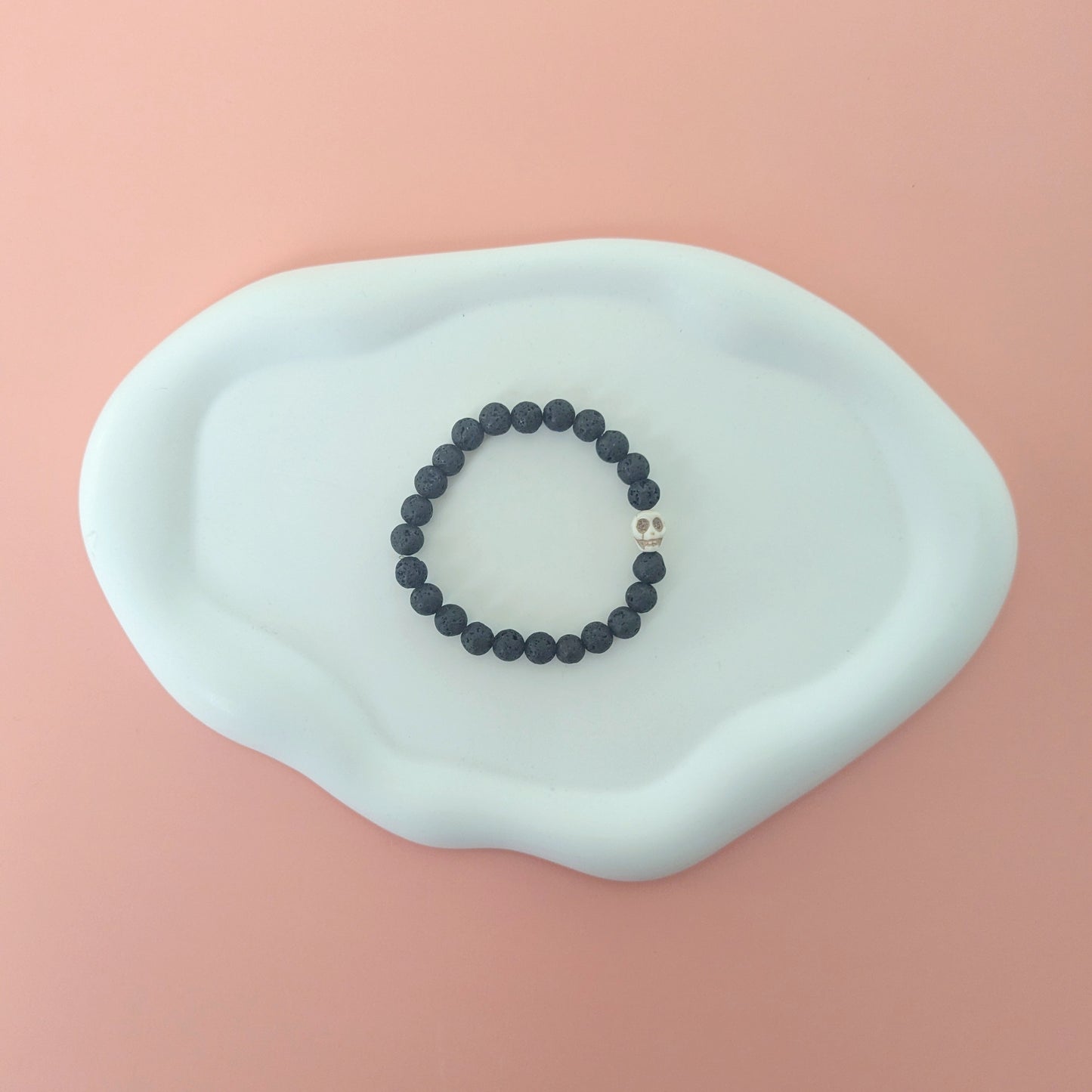 Black Lava Stone Skull Bracelet