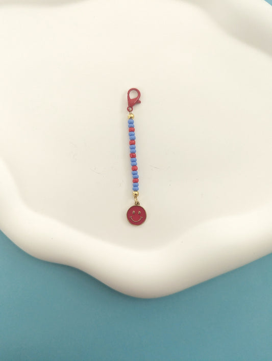Red Happy Face Dust Plug Charm