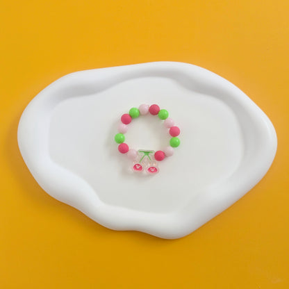 Pink and Green Cherry Bracelet