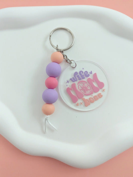 Wife, Mom, Boss Acrylic Keychain