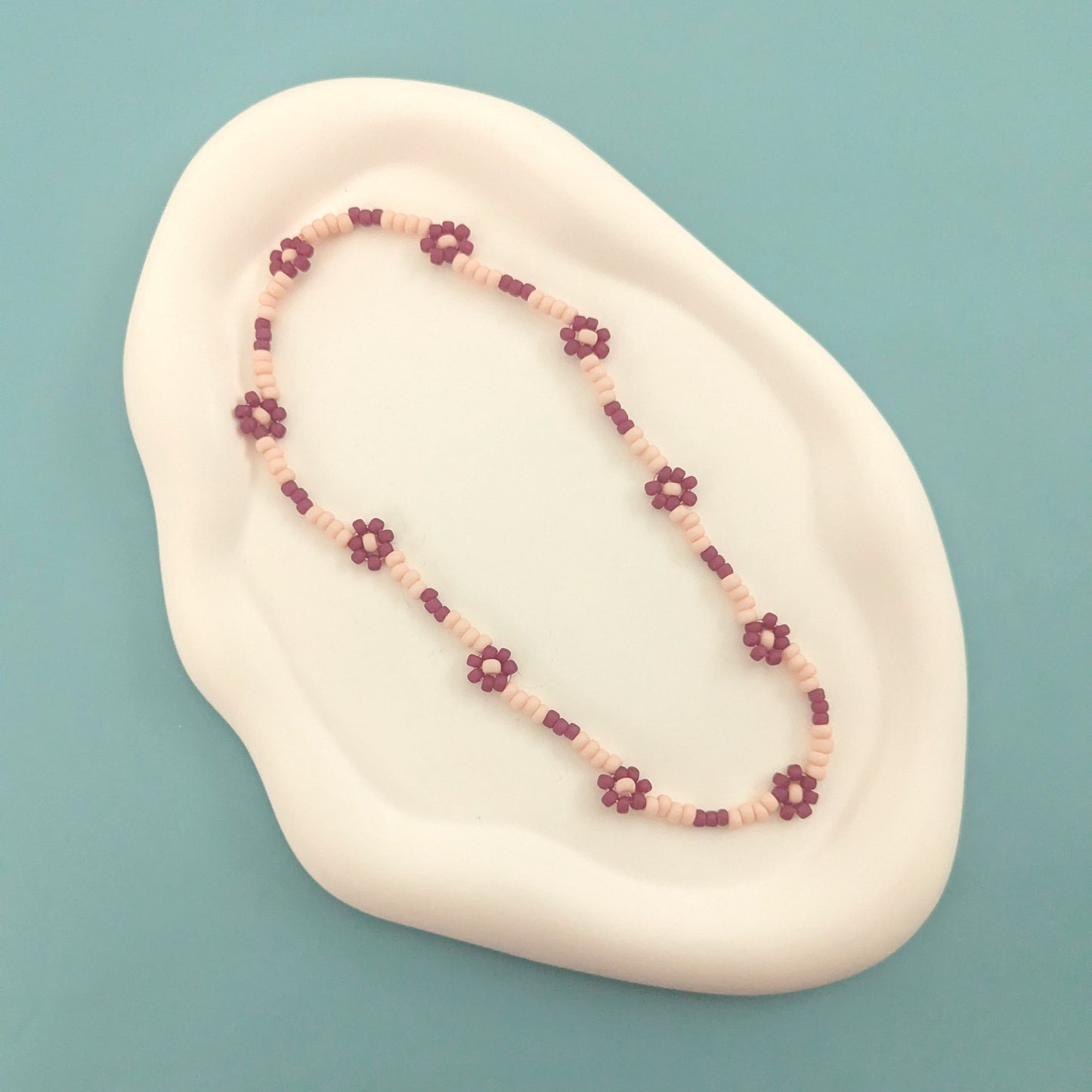 Maroon and Pink Daisy Choker