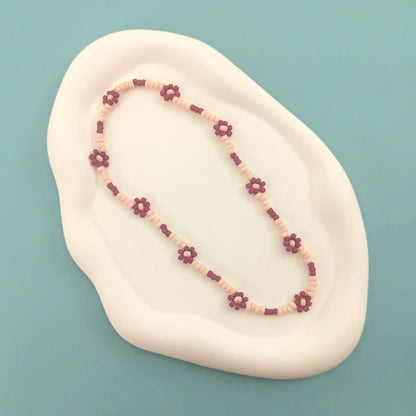 Maroon and Pink Daisy Choker