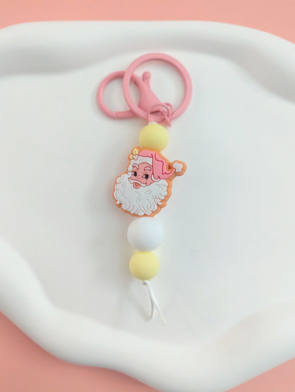 Pink Santa Keychain