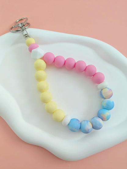 Pastel Tie Dye Teardrop Wristlet Keychain