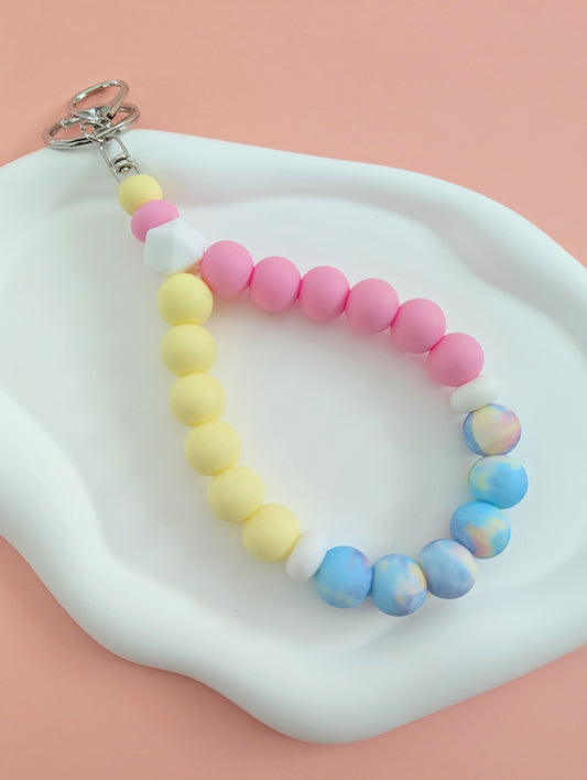 Pastel Tie Dye Teardrop Wristlet Keychain