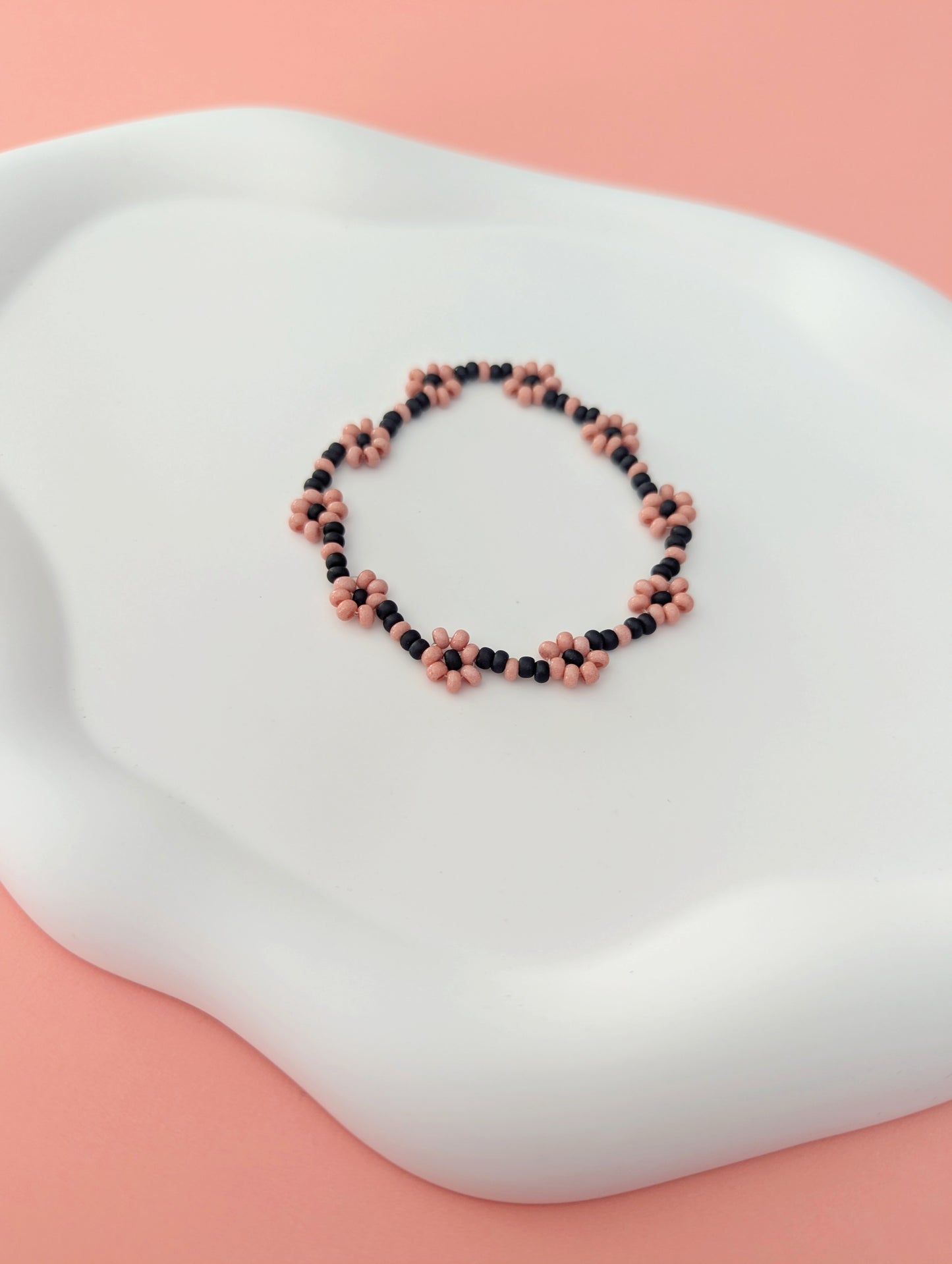 Pink and Black Daisy Bracelet