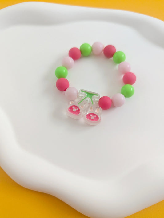 Pink and Green Cherry Bracelet