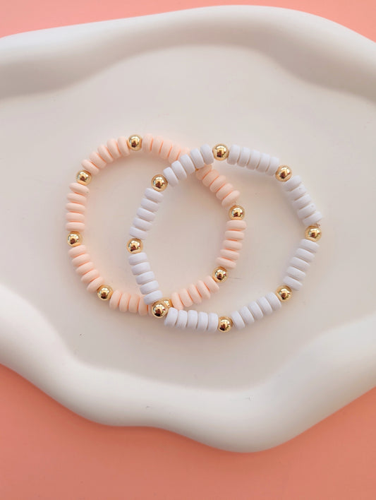 Peach and White Bracelet Stack