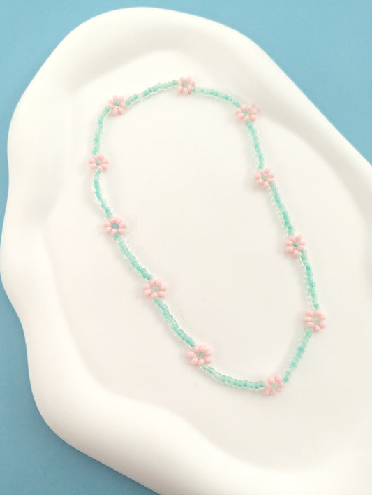 Green and Pink Daisy Choker