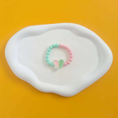 Pink and Green Heart Bracelet