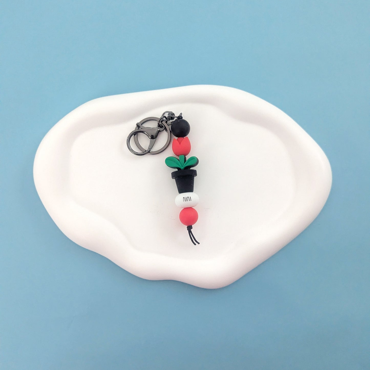 Red Tulip Mama Keychain