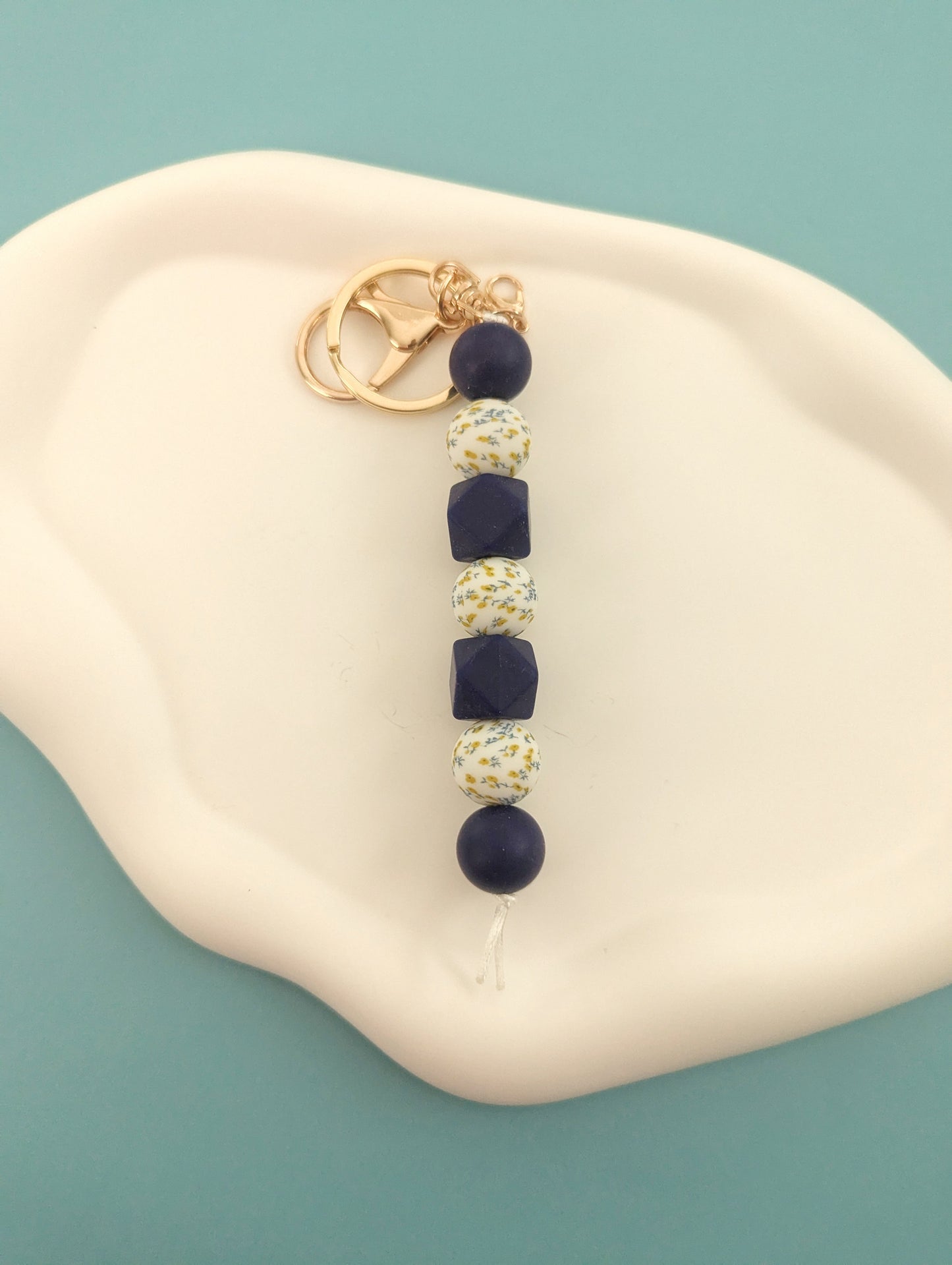 Blue and Yellow Floral Keychain
