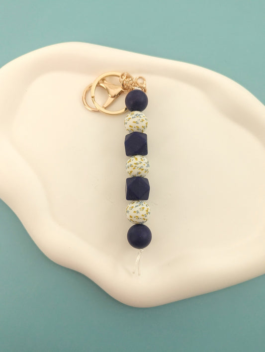 Blue and Yellow Floral Keychain