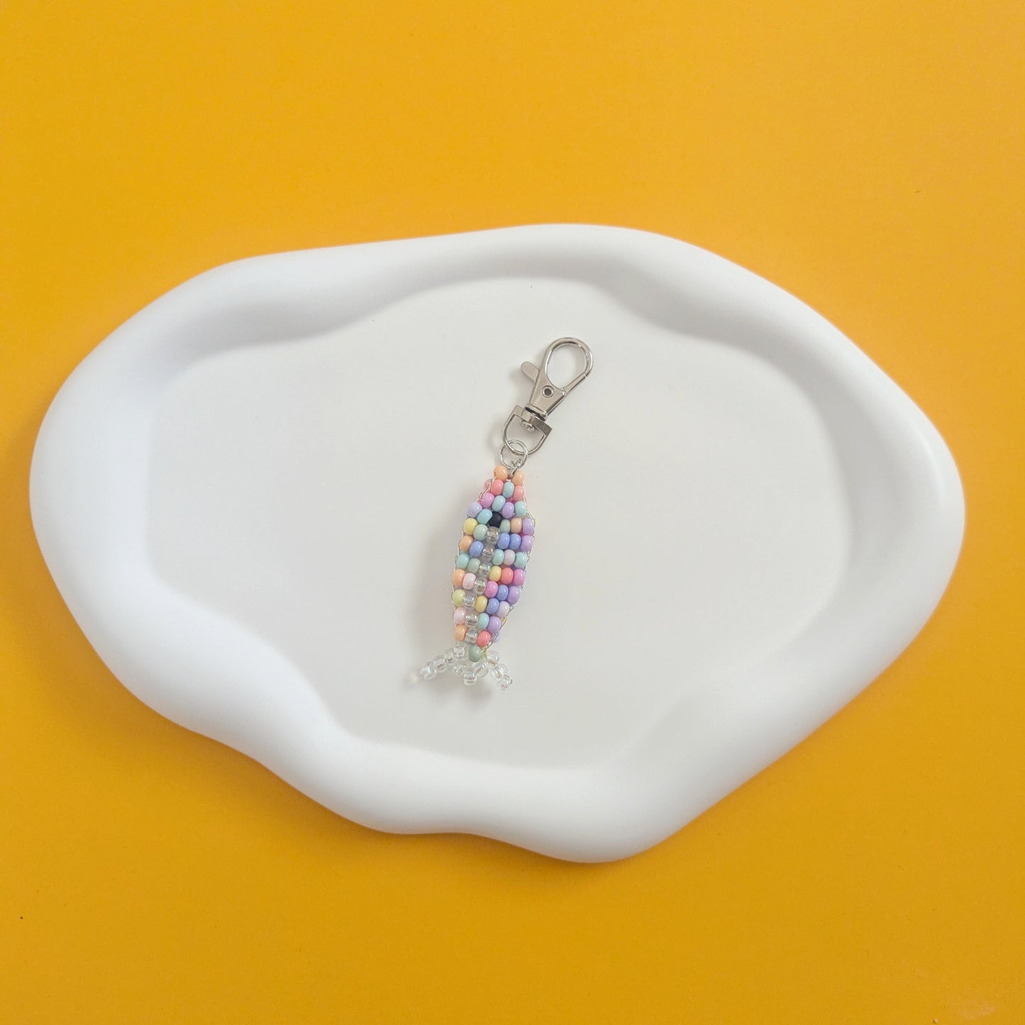 Rainbow Beaded Fish Bag Charm