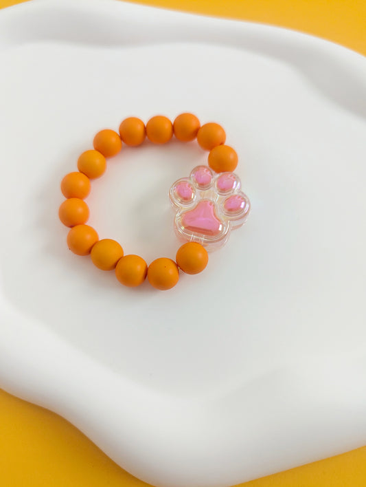 Orange Paw Print Bracelet