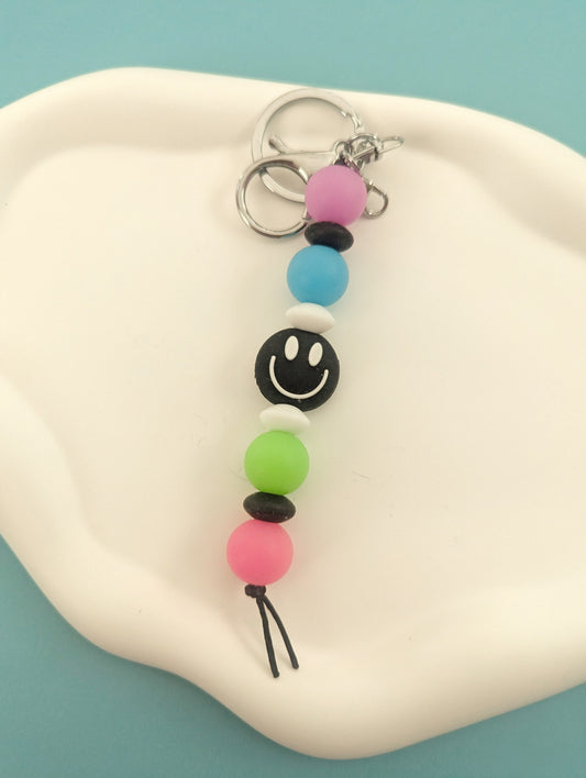 Black Happy Face Keychain