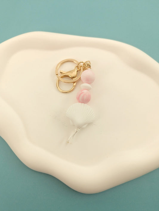 White Seashell Keychain