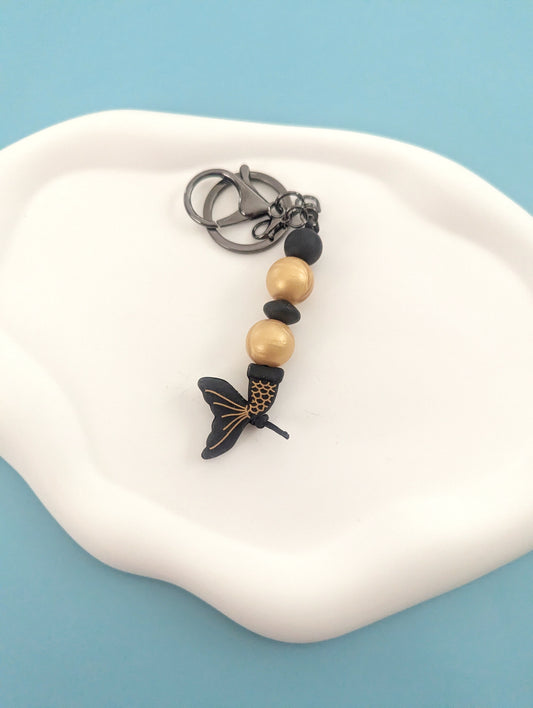 Black Mermaid Tail Keychain