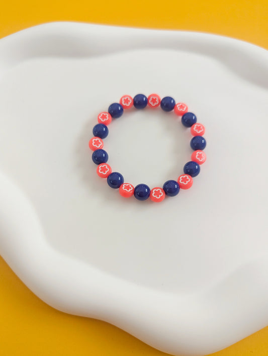Blue and Red Flower Bracelet