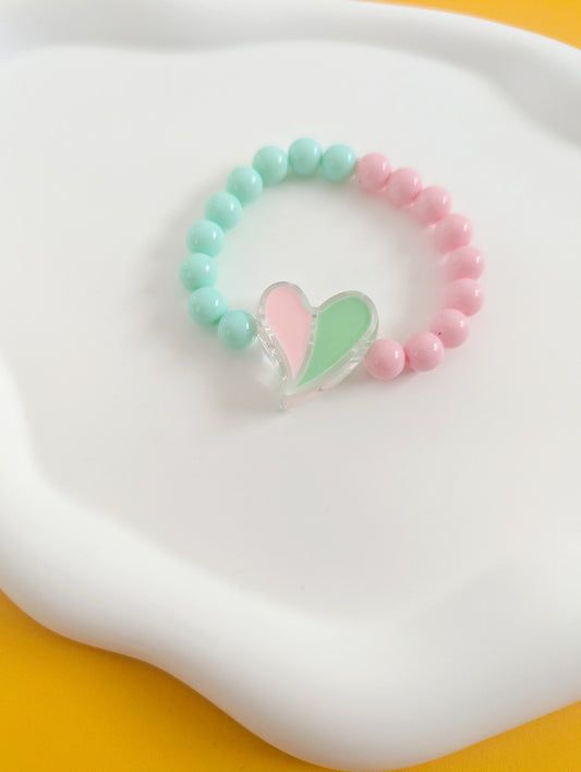 Pink and Green Heart Bracelet