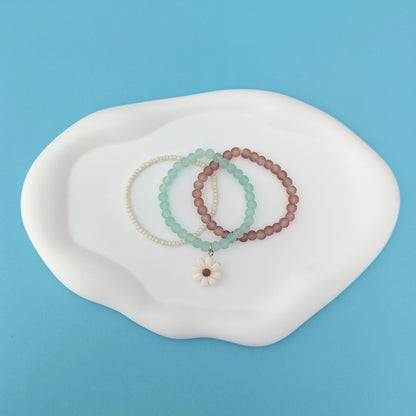 White Daisy Charm Stack