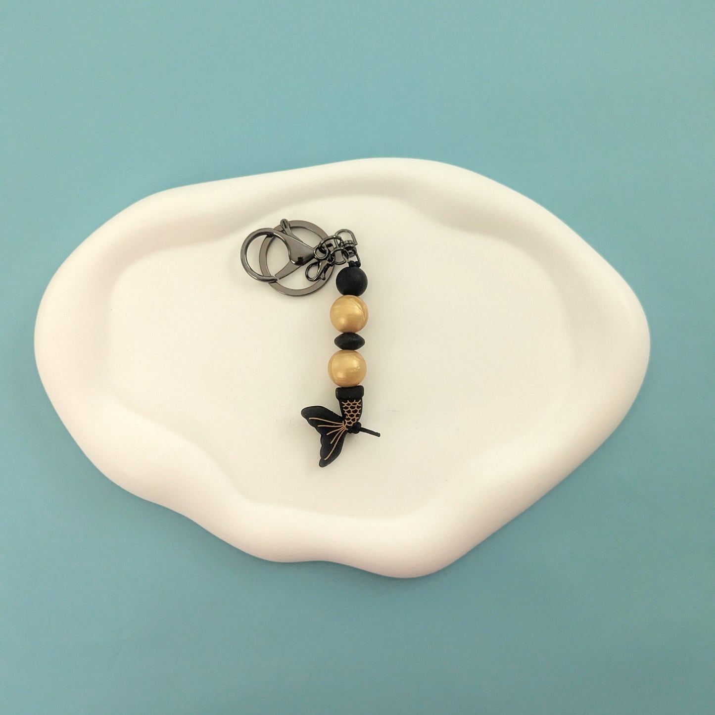 Black Mermaid Tail Keychain
