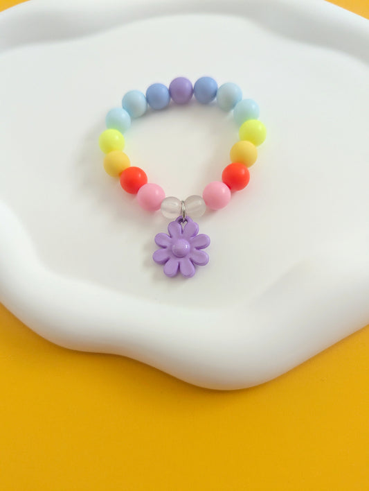 Purple Flower Charm Bracelet