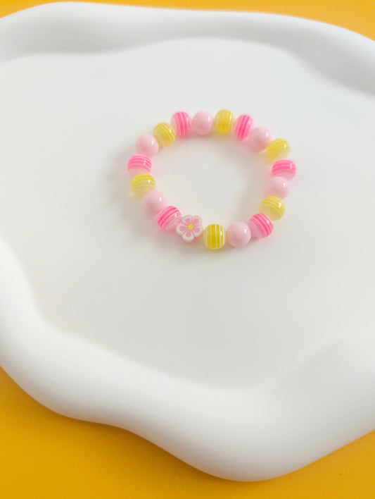 Pink and Yellow Flower Bracelet