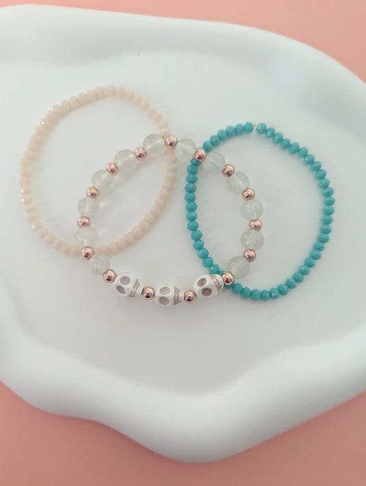 Cream Skull Bracelet Stack